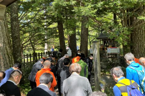 上高地にて行われた開山祭の代わりの安全祈願祭