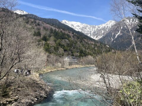 田代橋から見た穂高連峰
