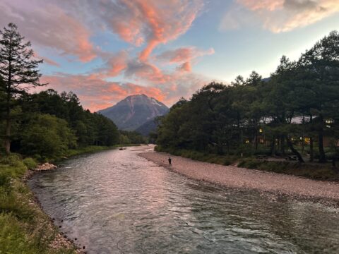 夕焼けの上高地（2025年7月21日撮影）