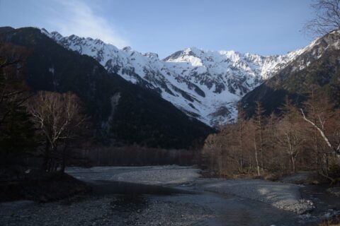 開山直前の穂高連峰