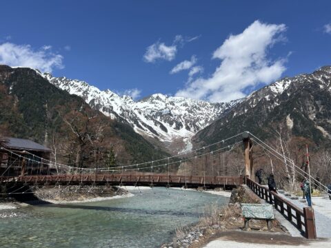上高地・河童橋と穂高連峰